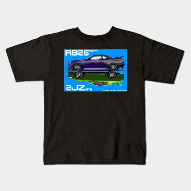 GTR vs SUPRA Kids T-Shirt by Gearhead Therapy